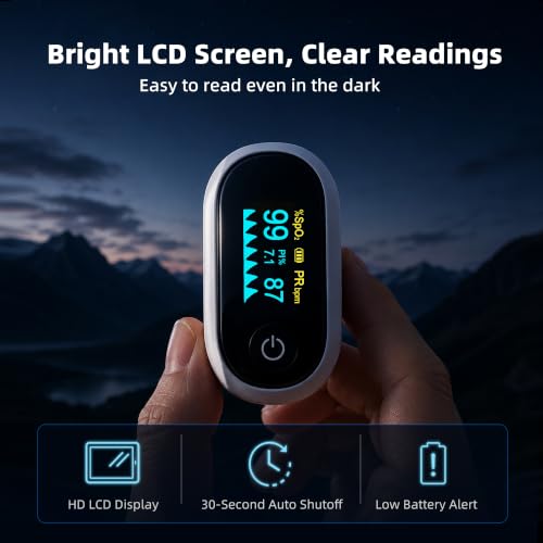 Fingertip Pulse Oximeter with Bluetooth App Blood Oxygen Tracking
