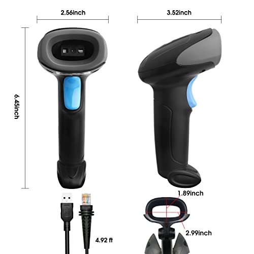 Sumicor 2D USB Barcode Scanner with Stand, Handheld 1D 2D QR Barcode Reader Support Mobile Payment Laptop Screen Scan Wired Bar Code Scanner for Supermarket Retail Store