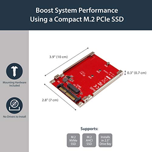 StarTech M.2 PCIe NVMe to U.2 SFF-8639 Adapter, 2.5in, TAA (U2M2E125)