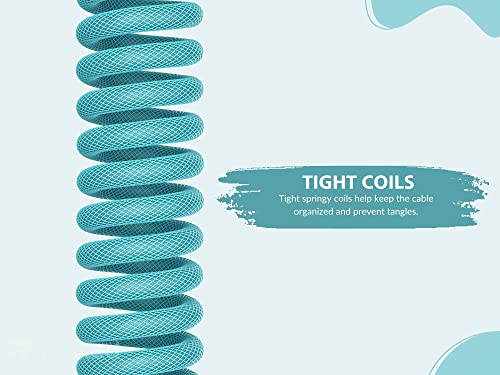 Ranked Coiled Keyboard Cable | Handcrafted Double-Sleeved Braided Cable | USB Type C to A | 5-Pin Aviator Connector for Custom Mechanical Gaming Keyboard | Support Fast Charge 20W (Ranked Blue)