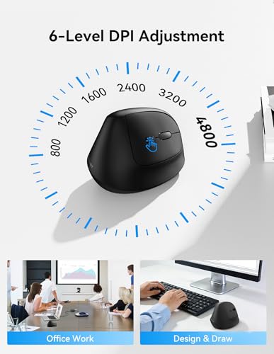 TECKNET Ergonomic Mouse, BT5.3/2.4G, Silent Wireless Vertical, Rechargeable