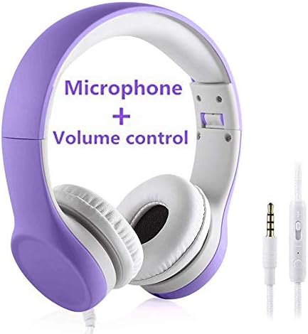 Kids Headphones with Cord, Toddler Headphones with Sharing Function, 85dB/93dB Safe Volume Limit, for Toddler Children Baby Boys Girls On-line Study, School, Travel use (Purple)