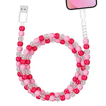 Aolcev for iPhone Charging Cord 3.3FT Fast Charger Cable 66W MFi Certified Cute Beaded Phone Charger Cord Pearl USB A Charging Cable for iPhone 14 13 12 11 Pro Max Plus for iPad Pro Air Pink