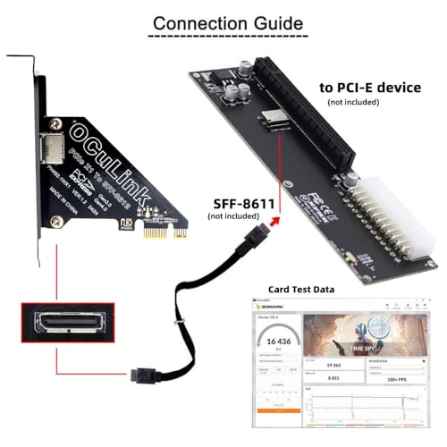 CY Adapter PCI-Express 4.0 PCIE 1x to Oculink SFF-8612 SFF-8611 Host Card for U.2 SSD eGPU External Graphics Card Dock
