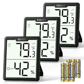 DOQAUS 3 Pack Digital Hygrometer Indoor Thermometer Black