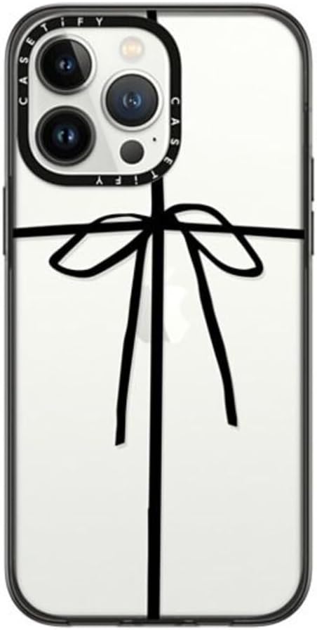 CASETiFY Compact iPhone 14 Pro Max Case [4 ft. 2X Military Grade Drop Protection/Slim/Lightweight] - Wrapped in A Bow - Clear Black