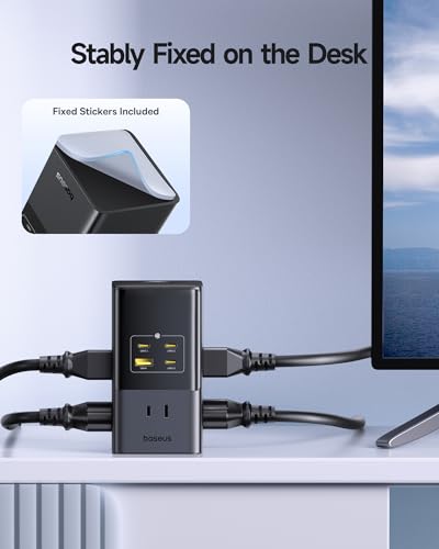 Baseus Charging Station 67W, 10-in-1 USB-C PD Fast Charging Desktop Charger with 1200J Surge Protection, 5ft Extension Cord, 6 AC, 3 USBC, 1 USBA Ports for iPhone 16/15, MacBook, Tablet, Desktop