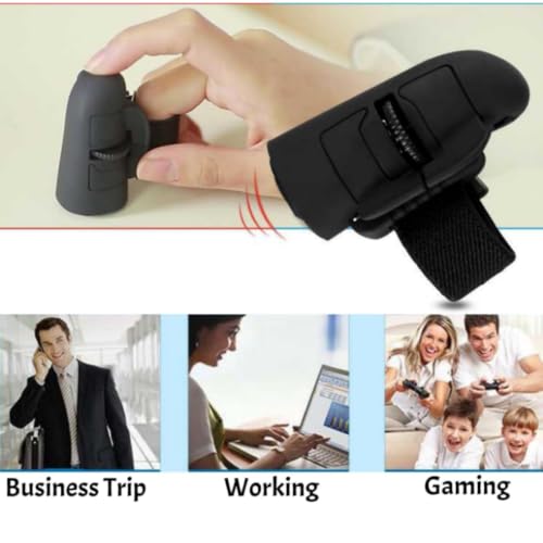 Mini Finger Mouse,Small Bluetooth Finger Ring Mouse Handheld Pocket Ring Mice Ergonomic Portable Wearable Optical Remote Control Mice for Office Home Gaming Computer Laptop Tablet Smartphone-Black