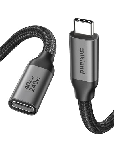Silkland 40Gbps USB4 USB C Extension Cable 240W for Thunderbolt 4, 3.3 FT