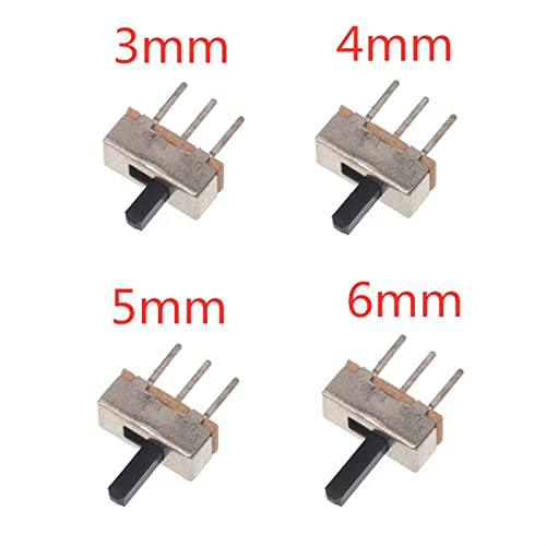 Micro Switch 20Pcs SS12D00 Interruptor on-Off Mini Slide Switch 3pin 1P2T 2 Position Toggle Switch Handle Length:3MM/4MM/5MM/6MM (Size : Handle Length 5mm)