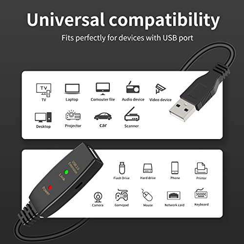 30FT Active USB Extension Cable 2.0 Male to Female with A Extension chipset Signal Booster - Active Extension/Repeate