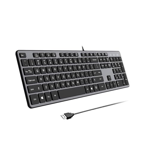 USB Wired Keyboard for Window,Comfortable Quiet Chocolate Keys, Durable Ultra-Slim Wired Computer Keyboard(QWERTY) for PC, Windows 11/10/8/7/XP/Vista KB1430
