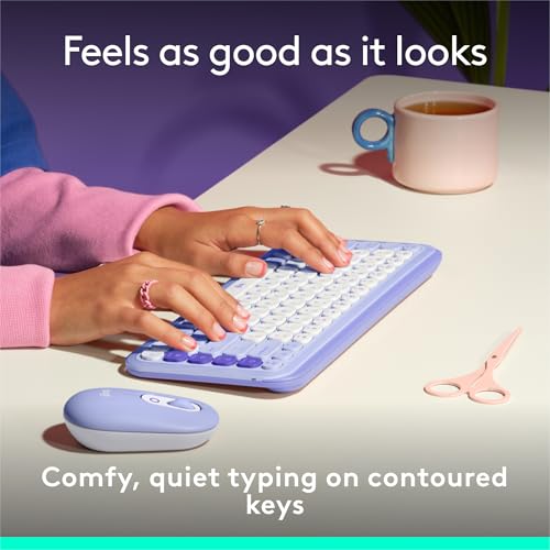 Logitech POP ICON Keys Wireless Bluetooth Keyboard - Lilac and Off-White