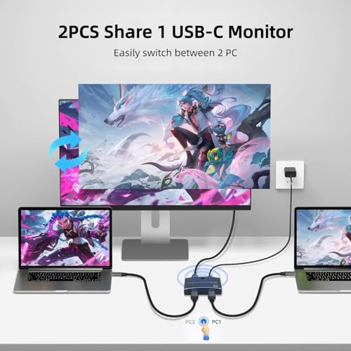 40Gbps USB C Switch for 2 Computers, USBC Switcher,2 USB-C Cables
