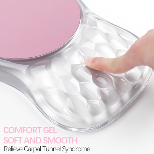 Clear Ergonomic Mouse Pad Wrist Support with Massage Design, Wrist Rest Pain Relief Mousepad with Gel&Non-Slip Silicone Base, Mouse Pads for Wireless Mouse & Desk