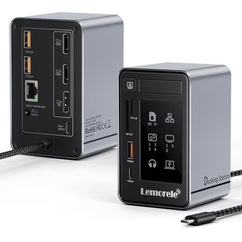 Lemorele Aluminum USB C Docking Station 2HDMI DP 4K 100W Gigabit LAN Hub - Image 2