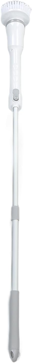 Pilipane Electric Spin Scrubber Cordless Power Cleaning Brush with 6 Replaceable Heads Adjustable Extension Handle for Bathroom Tile Floor Shower Tub White
