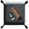 Handmade Leather Catch All Tray and Organizer for Keys, Phones, Jewels, Coins, Square - Small, Deep Black