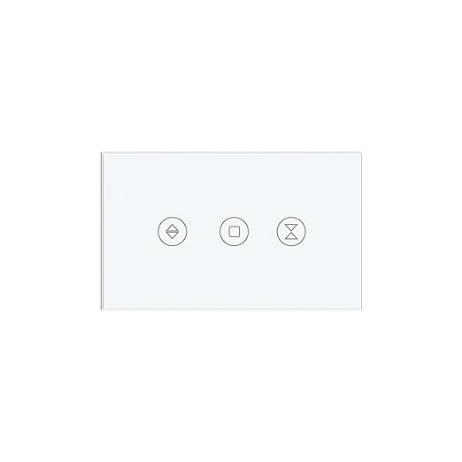 Smart Roller Shutter Switch Neutral Wire Required,2.4GHz WiFi Roller Shutter Switch with Remote Voice Control, Tempered Glass Panel, Work with Alexa and Google Home, White WiFi-Roller Shutter