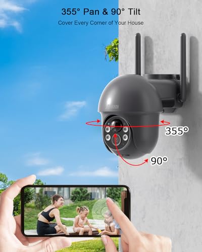 ANRAN 2K Solar Security Cameras Wireless Outdoor, Pan/Tilt 360° View, Gray - Image 5