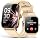 Smart Watch for Women Men- Answer/Make Call, IP68 Waterproof Fitness Step Tracker Watch with Sleep Monitor/Activity Counter/110+ Sport Mode, Smartwatch for Andriod iPhone Compatible, Gold