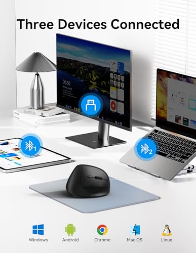 TECKNET Ergonomic Mouse, BT5.3/2.4G, Silent Wireless Vertical, Rechargeable