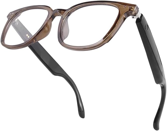 Smart Glasses for Women Men, Bluetooth Audio Glasses with Color-Changing Lenses, Open Ear Sound Speakers, Magnetic Charging, Voice Assistant, Music/Calls, Blue Light Glasses for Working Travel (Brown)
