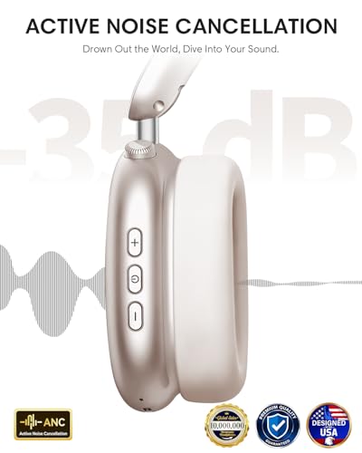 Wentronic Y02 Active Noise Cancelling Wireless Headphones, Starlight