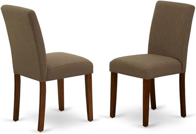 East West Furniture 1NDAB3-MAH-18 3 Piece Kitchen Table Set Contains a Rectangle Dining Room Table with Dropleaf and 2 Coffee Linen Fabric Parson Dining Chairs, 30x48 Inch, Mahogany