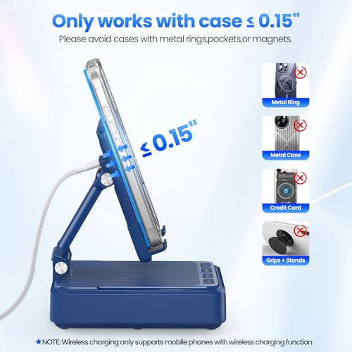 Jteman Cell Phone Stand with Bluetooth Speaker and Wireless Charger