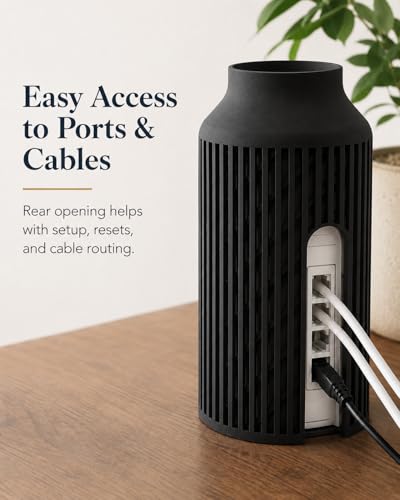 Compatible with TP-Link Deco 7 Pro BE10000, Deco BE63, Deco BE65 Pro & Deco XE75, Slotted Ventilated WiFi Router Hideaway Sleeve (Black)