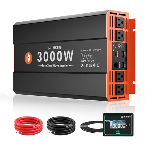 Power Inverter 12V DC to 110V AC Converter for RV Truck Off-Grid Solar Car Inverter (3000W-007)