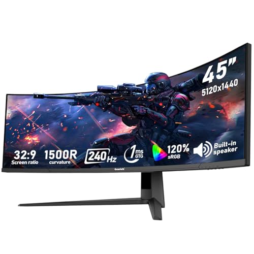 Gawfolk 45 inch Ultra-Wide Curved Gaming 240Hz PC Monitor, DQHD Screen