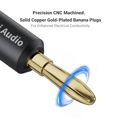 Fosi Audio Music Visualizer, Sound Pickup Spectrum Analyzer, Vintage Tube RGB Ambient Light and Banana Plugs for Speaker Wire, 2 Pairs/4 PCS Gold Plated Speaker Plugs for Home Audio Stereo Amplifier