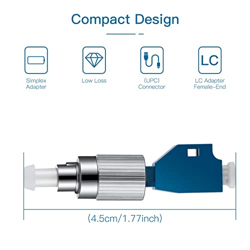 Moocci 52 Pcs Visual Fault Locator Fiber Adapter, Fiber Optic Connector, Single Mode 9/125um FC Male to LC Female Hybrid Optical Fiber Convertor Adapter Compatible with Optical Power Meter Cable