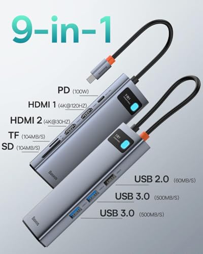 Baseus Laptop Docking Station Dual Monitor 9 in 1 US | Computer Access - Image 3