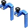2-Pack T-Track Flip Stop for 3-Inch Woodworking Fence, Precision Blue Aluminum Miter Saw Stop Block for Universal & Double-Cut T-Tracks (23/64"), Adjustable Arm for Precise Repeatable Cutting