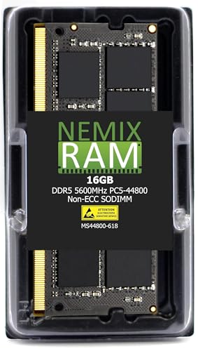 NEMIX RAM 16GB (1X16GB) DDR5 5600MHZ PC5-44800 1Rx8 1.1V CL46 262-PIN Non-ECC Unbuffered SODIMM Laptop PC AIO Memory Compatible with Dell SNPW1KKYC/16G AC774048