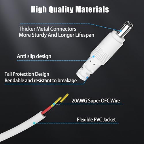 12V DC Power 1-in-3 Out Y-Adapter Splitter Cable 1.5 Feet (2-Pack), 5.5 mm x 2.1 mm DC 1 (Female) to 3 (Male) Y Splitter Supply Adapter Wire,3 Way Y-Cable for CCTV Security Camera, LED Strip, Router