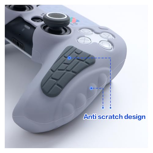 ECHZOVE PS5 Controller Cover Case – 30th Anniversary Limited Edition Protective Silicone Skin for PlayStation 5 Controller, Anti-Slip, Sweat-Resistant, Shockproof Grip Case (Light Grey)