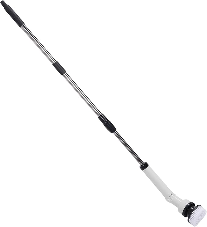 Brrnoo Electric Cleaning Brush, Cordless Scrubber with 3 Power Levels and Replaceable Brush Heads, for Bathroom Kitchen Car Deep Cleaning (White)