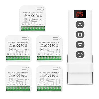 DieseRC 5pcs Wireless Smart Roller Shutter Controller with 1pcs RF Remote Control, Compatible with Google Home/Alexa APP Control and Manual Switch, Electric Motor WiFi Switch