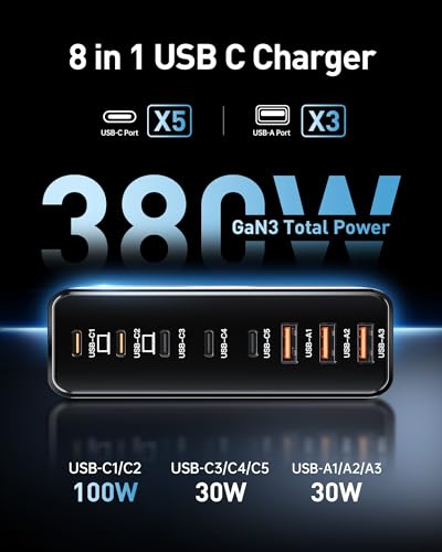 380W USB C Charger Block with 4 USB Cables Dual 100W | Charging & Powe - Image 3