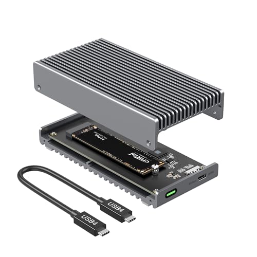 Qwiizlab Fanless 40Gbps USB4 SSD Enclosure with Aluminum Chasiss, Compatible with Thunderbolt 5/4/3. Supports PCIe M.2 NVMe up to 8TB, Gray (SSD Not Included)