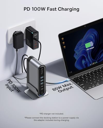 Baseus 17-in-1 Laptop Docking Station 3 Monitors with 4K HDMI+DP, USB C Docking Station with 7 USB, 1000Mbps Ethernet, 100W PD, Card Readers Compatible with Acer/HP/Lenovo/Mac/Dell - Image 6