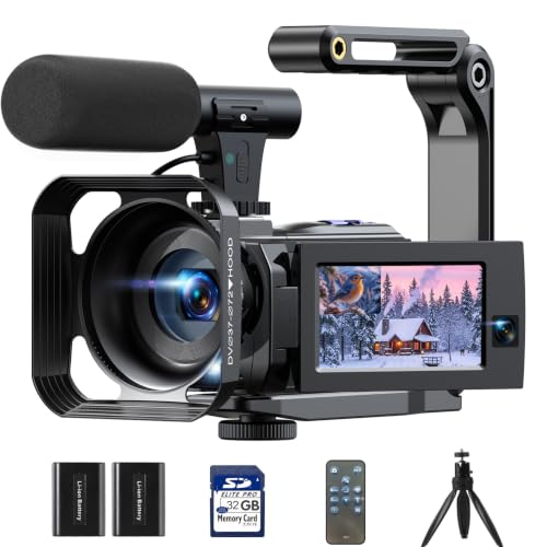 5K Camcorder Video Camera, Night Vision, Dual Lens, 3" Touchscreen