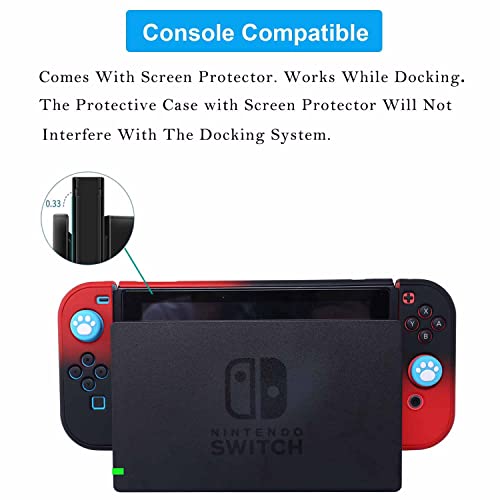 COMCOOL Dockable Case for Nintendo Switch 3 in 1 Protective Cover Case for Nintendo Switch and Joy-Con Controller with Screen Protector - Red Black