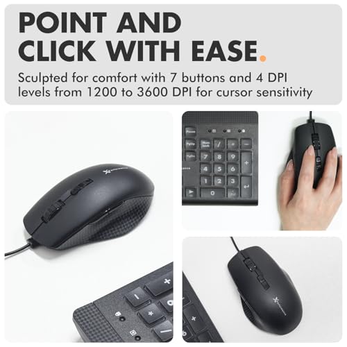 X9 Performance Wired Keyboard and Mouse Combo - Large Print Backlit Keys for Seniors, Lighted Computer Keyboard Wired, 7 LED Colors, 4 DPI Modes, USB Plug and Play for Windows PC