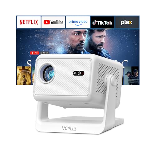 【Officially-Licensed APP & 3500 ANSI】4K Mini Outdoor Projector with WiFi and Bluetooth, VOPLLS Smart Portable Movie Wireless TV Projector for Home/Gaming/Bedroom
