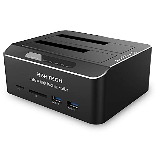RSHTECH Hard Drive Docking Station, Aluminum Dual Bay SATA Dock, RSH-DS02
